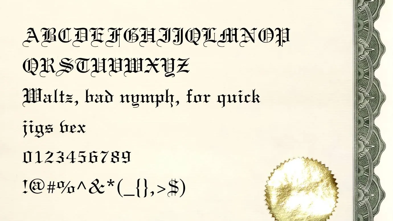 Certificate Font